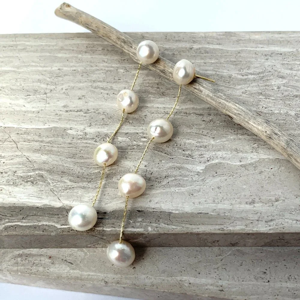 New ~ Anthropologie BHLDN "Leonor" Long Pearl Earrings_6